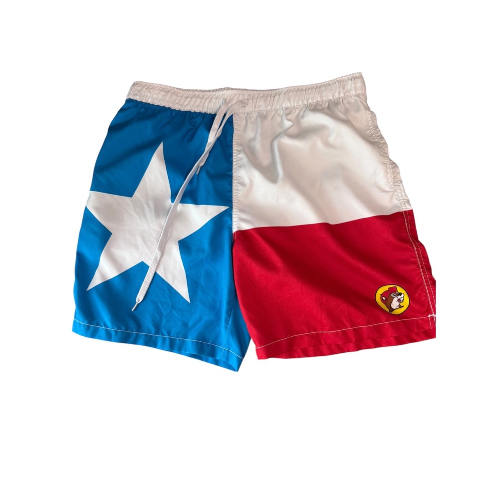 Buc-ee's Texas Flag Swim Trunks Mens Red White Blue Lone Star Shorts XL